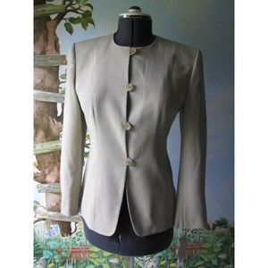 Jones New York Women's 100% Wool Beige Career Blazer Jacket Size 4 New